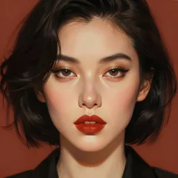 closeup portrait noir femme fatale by sabbas apterus and james jean, warm saturated colors, concept art, beautiful composition, digital painting, trending on artstation