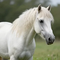 a photo of a beautiful white horse with long •••••curly••••• hair