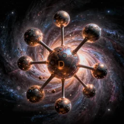 surreal fractal image of a uranium atom imagined as a galactic structure