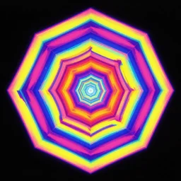 album cover art for pop art neon colors heptagon by akihiko yoshida