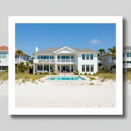 st pete beach 2 0 1 6, photography, digital on paper, beachside mansion with a pool, sunny day