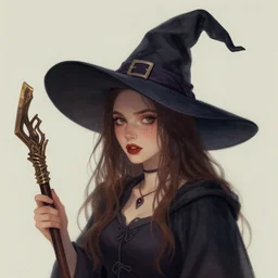 a portrait of a beautiful witch girl by krenz cushart