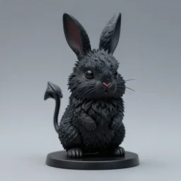 80mm resin detailed miniature of fluffy black devil rabbit, Product Introduction Photos, 4K, Full body, simple background