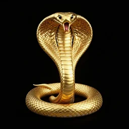 a golden snake on a black background, a computer rendering by Nassos Daphnis, cg society, cobra, logo, golden ratio, uhd image