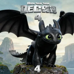 Movie poster of How to train your dragon 4 with Smaug as the dragon Toothless