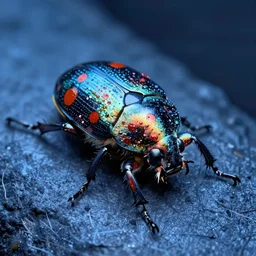 high quality macro photo iridescent Red spotted crystal beetle! gorgeous highly detailed david ligare elson peter cinematic blue lighting high quality low angle hd 8k sharp shallow depth of field