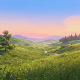a gorgeous landscape in the style of thomas cole and pixar. smooth gradient cgi, ultrarealistic path tracing, trending on artstation