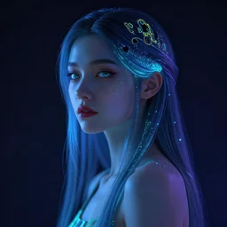 glowwave girl portrait, hyper detailed, 3 / 4 shot, digital art, trending in artstation, cinematic lighting, studio quality, smooth render, unreal engine 5 rendered, octane rendered, art style by klimt and nixeu and ian sprigger and wlop and krenz cushart