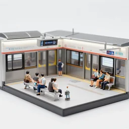 people waiting for subway at subway station, diorama