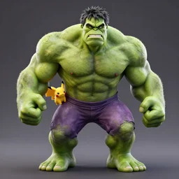 a pokemon!! in hulk cosplay, octane render.