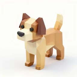 Low Polygon render of a dog on a white background, isometric 3d, ultra HD