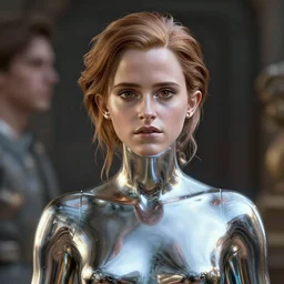 portrait of statue emma watson, chrome, reflect 8 k uhd, unreal engine, octane render in the artstyle of finnian macmanus, john park and greg rutkowski