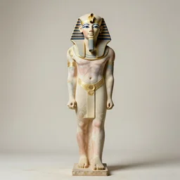full body portrait of an egyptian statue of ramses, sharp focus, volumetric light, pastels lightings, micro details, ( ( ( gold intricate ) ) ) photorealism, crisp, dirty pale background, hasselblad camera, by annie leibovitz