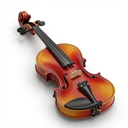 ruby red violin, stylized 3d render, isolated on a pure white background, centered, entire object in frame, sharp focus, soft studio lighting