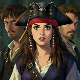 kristen ritter as a pirate by michael whelan and tomer hanuka, close up portrait full of details, by makoto shinkai and thomas kinkade, matte painting, trending on artstation and unreal engine