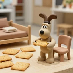 wallace and gromit in ikea eating crackers, clay beds, clay chairs, IKEA Store