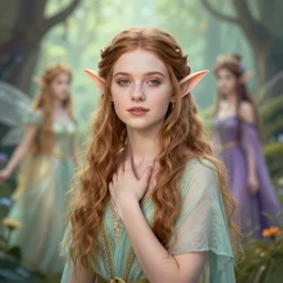 a portrait of a beautiful elf dreaming of her fairy friends