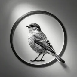 bird with circle around it by karl gerstner, monochrome, symmetrical