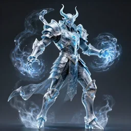 a portrait of a evil arthas in glass armor releasing spell, full height, moving forward, concept art, trending on artstation, highly detailed, intricate, sharp focus, digital art, 8 k