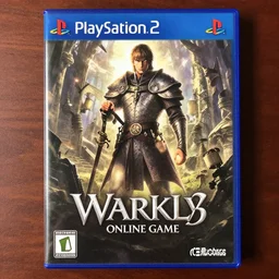 Warkly 3 ONLINE GAME, medieval fantasy game poster printed on playstation 2 video game box , Artwork by Akihiko Yoshida, cinematic composition