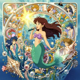 the little mermaid sings in the colorful ocean, kamakura scenery, detailed and intricate environment, pearls and shells, fantasy art by ferdinand knab, makoto shinkai and ilya kuvshinov, rossdraws, tom bagshaw, alphonse mucha, trending onstudio ghibli, radiant light, highly detailed