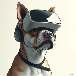 manga dog in vr helmet by guy denning and evelyn de morgan