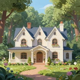 Beautiful mansion in the woods” Beautiful Dreamscape, Digital art, concept art, detailed, lovely colors, Art station,3-D 4K, beautiful background, matte painting, Thomas kinkade,