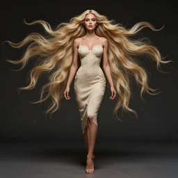 realistic picture of a gorgeous female with long blonde hair in the style of stefan kostic, realistic, full body shot, wide angle, sharp focus, 8 k high definition, insanely detailed, intricate, elegant, art by stanley lau and artgerm, floating embers