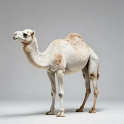 white camel, professional studio photo, full body, isolated on a pure white background, centered, entire subject in frame, sharp focus, soft studio lighting