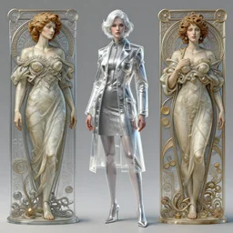 a full body character design by artgerm, cushart krenz, greg rutkowski and alphonse mucha. mad scientist woman lab coat!! sharp edges. ultra clear detailed. 8 k. ultra detailed, elegant, intricate, octane render.