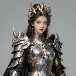 hyperdetailed portrait of beautiful queen's dragon armored girl mistress. highly detailed portrait, digital painting, sharp foccus ilustration, artstation hq. intricate, elegant. wlop, greg rutkowski, alphonse mucha, medium shot. dan mumford andrei riabovitchev, marc simonetti, yoshitaka amano