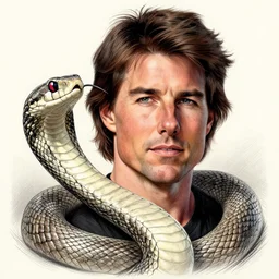 portrait of a snake with the face of tom cruise like t by ralph horsley, rossdraws, ilvya kuvshinov, elegant, intricate, highly detailed illustration, pixar, maya, engine, artstation