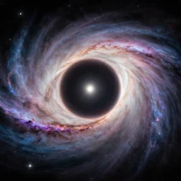 a supermassive black hole with a bright accretion disk, beautiful, painterly, Greg Rutkowski Edgar Maxence and Ross Tran, wondrous, religious, space, transcendent