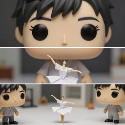 beautiful three point perspective film still of funko pop origami ballet in ronin, extreme closeup portrait in style of frontiers in miniature porcelain photography fashion architectural art studio seinen manga edition, miniature origami figurines, eye contact, tilt shift mirror style scene background, soft lighting, kodak portra 4 0 0, 8 k, macro, cinematic style by emmanuel lubezki