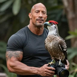 dwayne johnson as a bird, realistic, photorealistic, taken with a camera, 8 k