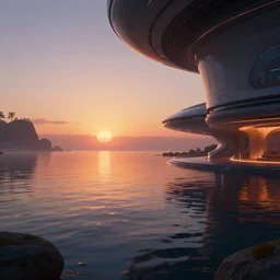 futuristic virtual space, crisp, artstation, luxury, beautiful, dim painterly volumetric aquatic sunset lighting, 3 d concept art
