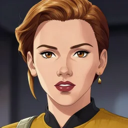scarlett johansson, dieselpunk starfleet officer, kyoto animation still, finely illustrated face, intricately detailed features, digital painting, makoto shinkai, painted by ilya kuvshinov and katsura masakazu and alphonse mucha and satoshi kon