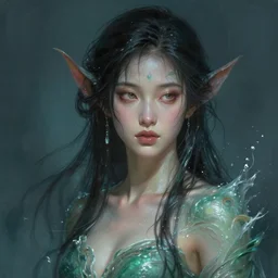 asian female water elemental, lifelike, portrait, highly detailed, digital painting, artstation, concept art, sharp focus, illustration, cinematic lighting, art by artgerm and greg rutkowski and alphonse mucha 6 3 0 3