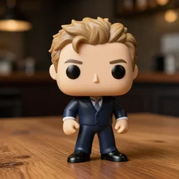 Gordon Ramsay Funko pop, on a wooden table, photo realistic, professional photo, lighting, artstation trend, 8k, hdr