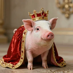 the royal piglet by greg hildebrandt, miniature pig, queen, regal, baroque