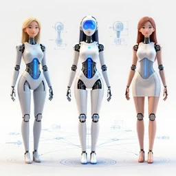 pattern of anthropomorphic social bot network 3 d females accompanying artificial intelligence blueprint