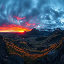 landscape photography by marc adamus, wide angle, iceland landscape, dramatic lighting,, sunset, dramatic sky