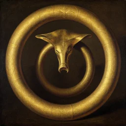 A detailed neoclassicism painting depicting the Ouroboros