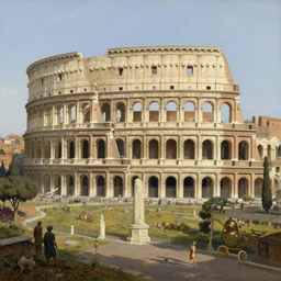 fantasy version of ancient rome, roman city, oil painting