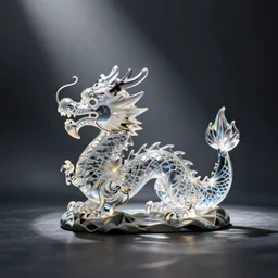 a transparent glass dragon figurine, photograph