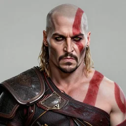 a highly detailed beautiful portrait of johny depp as kratos, by gregory manchess, james gurney, james jean