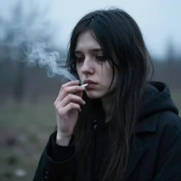 doomerwave, sad russian doomer, smoking, photorealistic