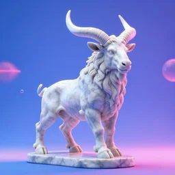unreal engine octane render houdini hyperreallistic render 8k marble statue of the minotaur vaporwave blue and pink neon background