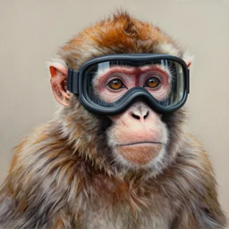 a detailed and hyper realistic painting of a monkey wearing a black ski mask