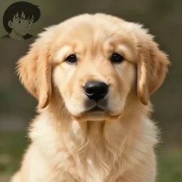 a space realistic puppy golden retriever dog with cute eyes, fluffy ears, very anime, realistic shaded, fine details. anime. realistic shaded lighting poster by ilya kuvshinov katsuhiro otomo magali villeneuve, artgerm, jeremy lipkin and michael garmash, rob rey and kentaro miura style, trending on art station